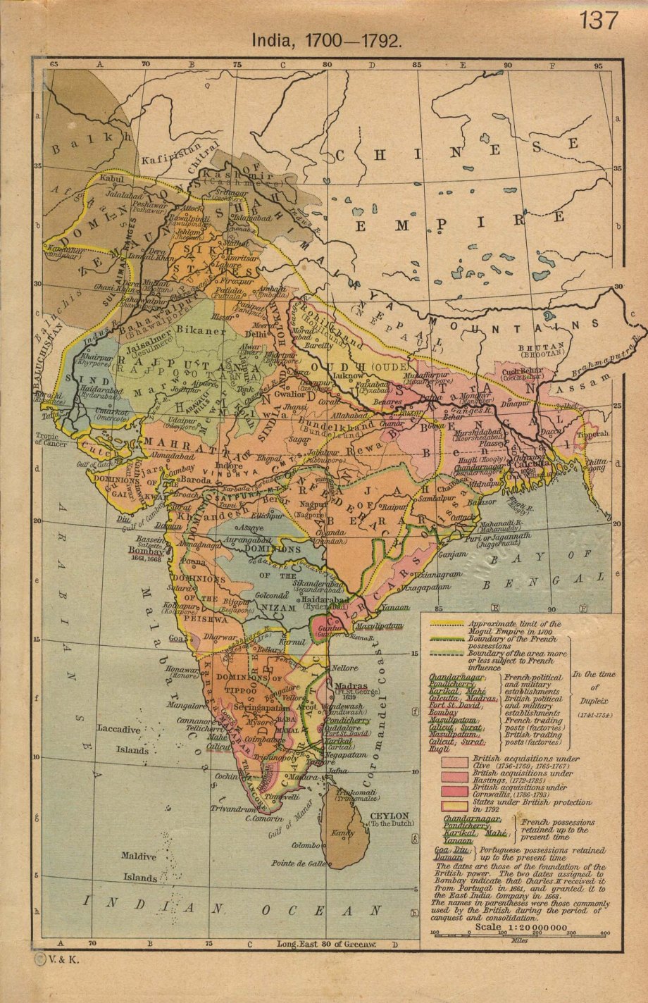 1700-1750 india map